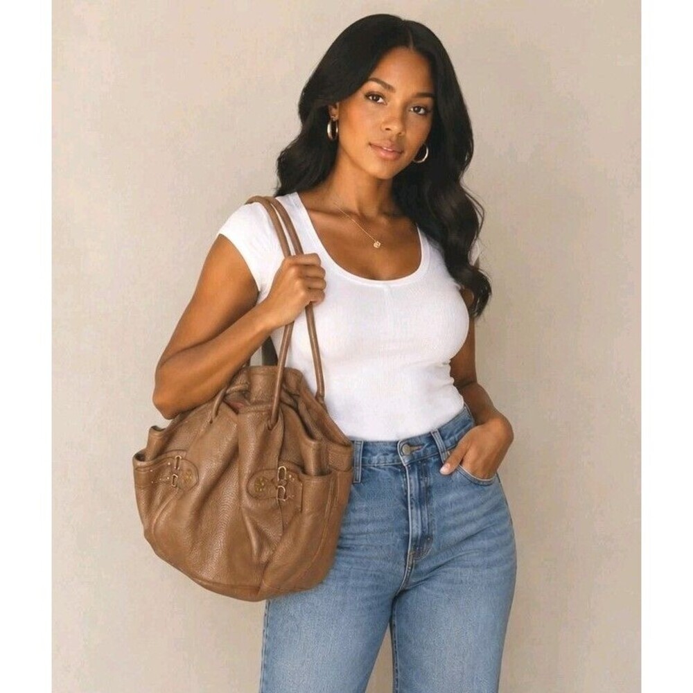 Vintage Cole Haan  Leather Hobo Slouchy Mettalic  Brown Shoulder Bag 18x11"